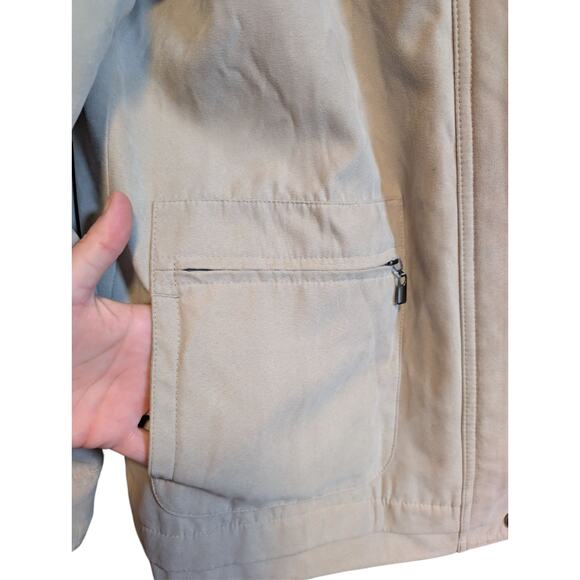 Gallery Womens PS Lined Jacket Coat Beige Hooded Zip Snap Drawstring Pockets - Picture 2 of 10